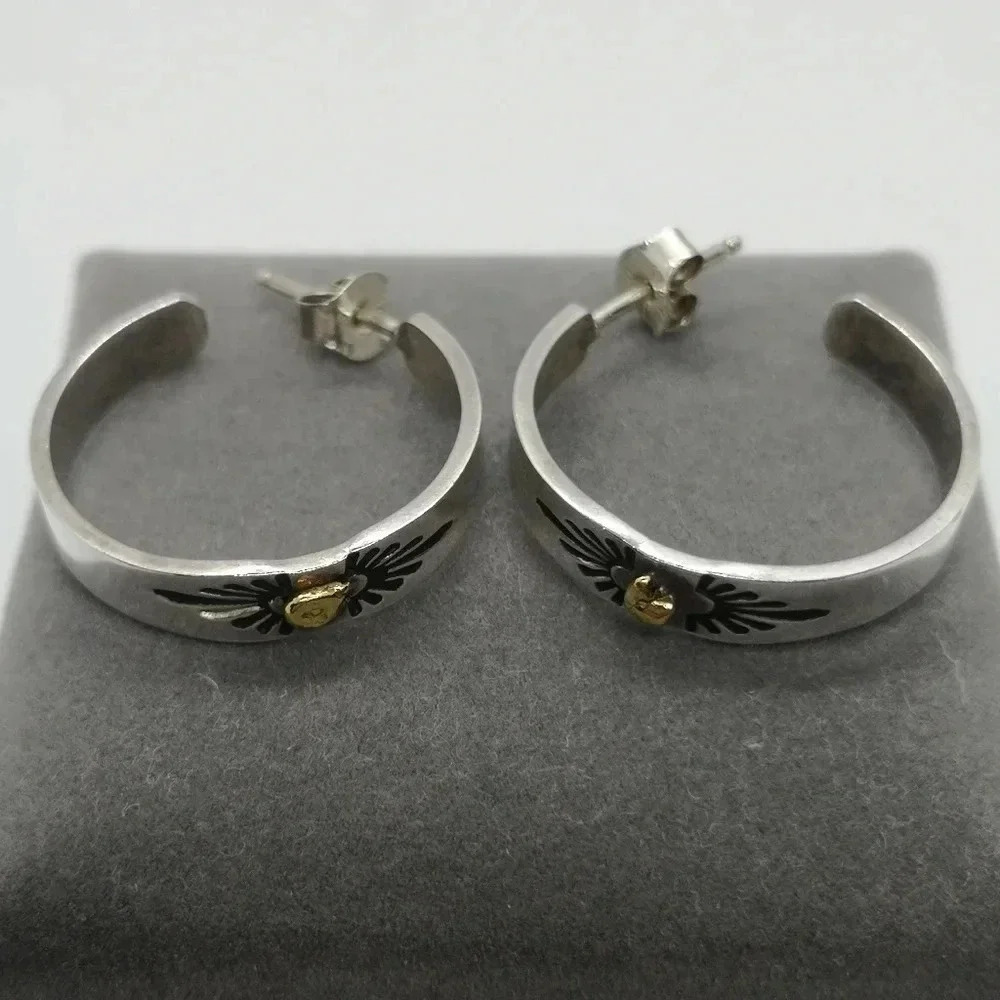 ✨ Sterling gold nugget hoops ✨ - Picture 2 of 3